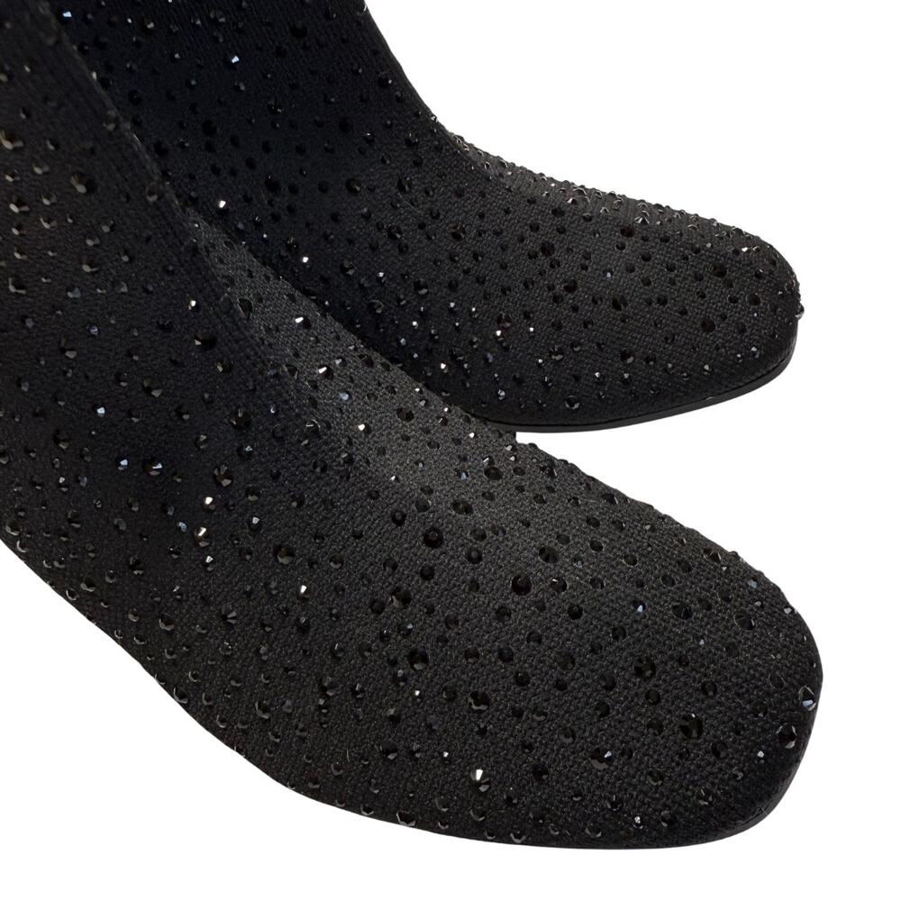 Kenneth Cole Reaction Ranya Rida Stretch Rhinestone Jewel Sock Booties 8 Black - Picture 3 of 10